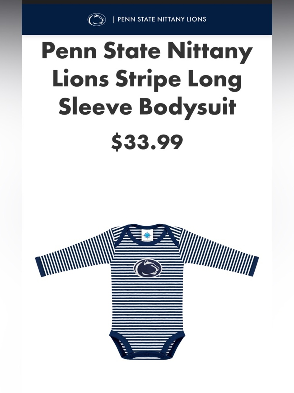 PSU Embroidered Long Sleeve Onesie